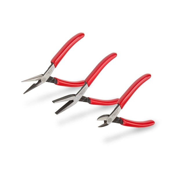 Mini Pliers Set, 3-Piece (Long Nose, Flat Nose, Cutting)